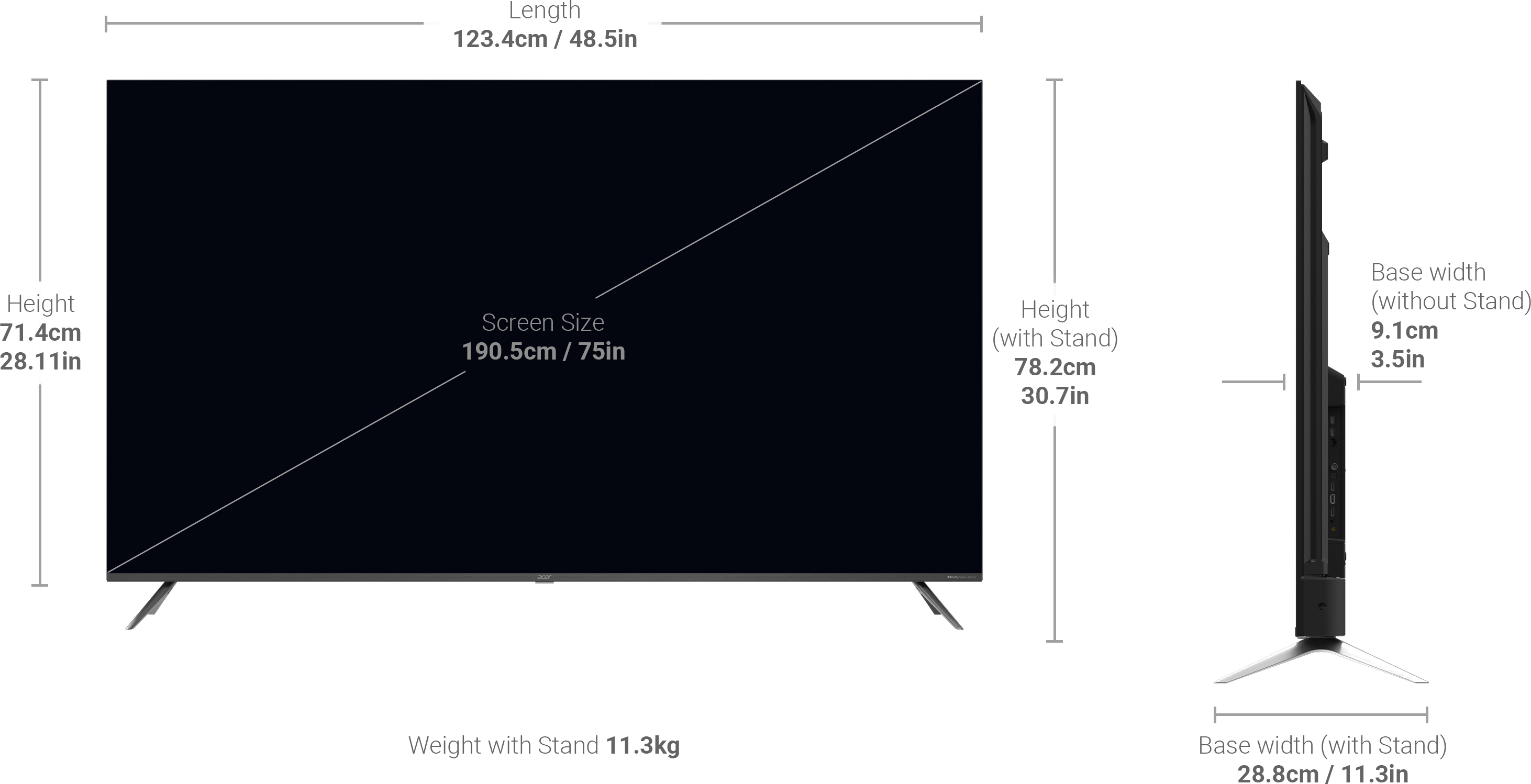 Acer   (75 inch) Ultra HD (4K)LED (AR75AR2851UDFL)