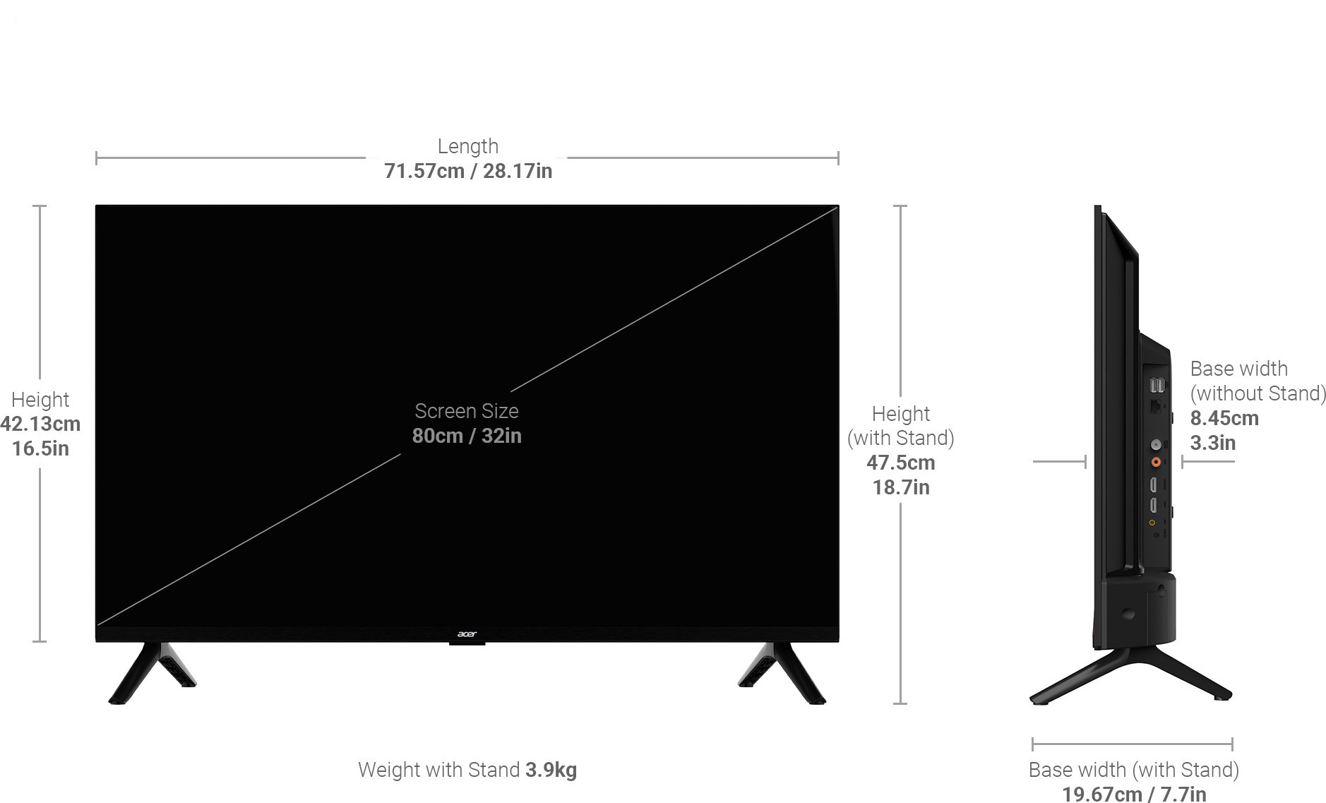 Acer  I Series (32 inch) HD ReadyA+ Grade (AR32AR2841HDFL)