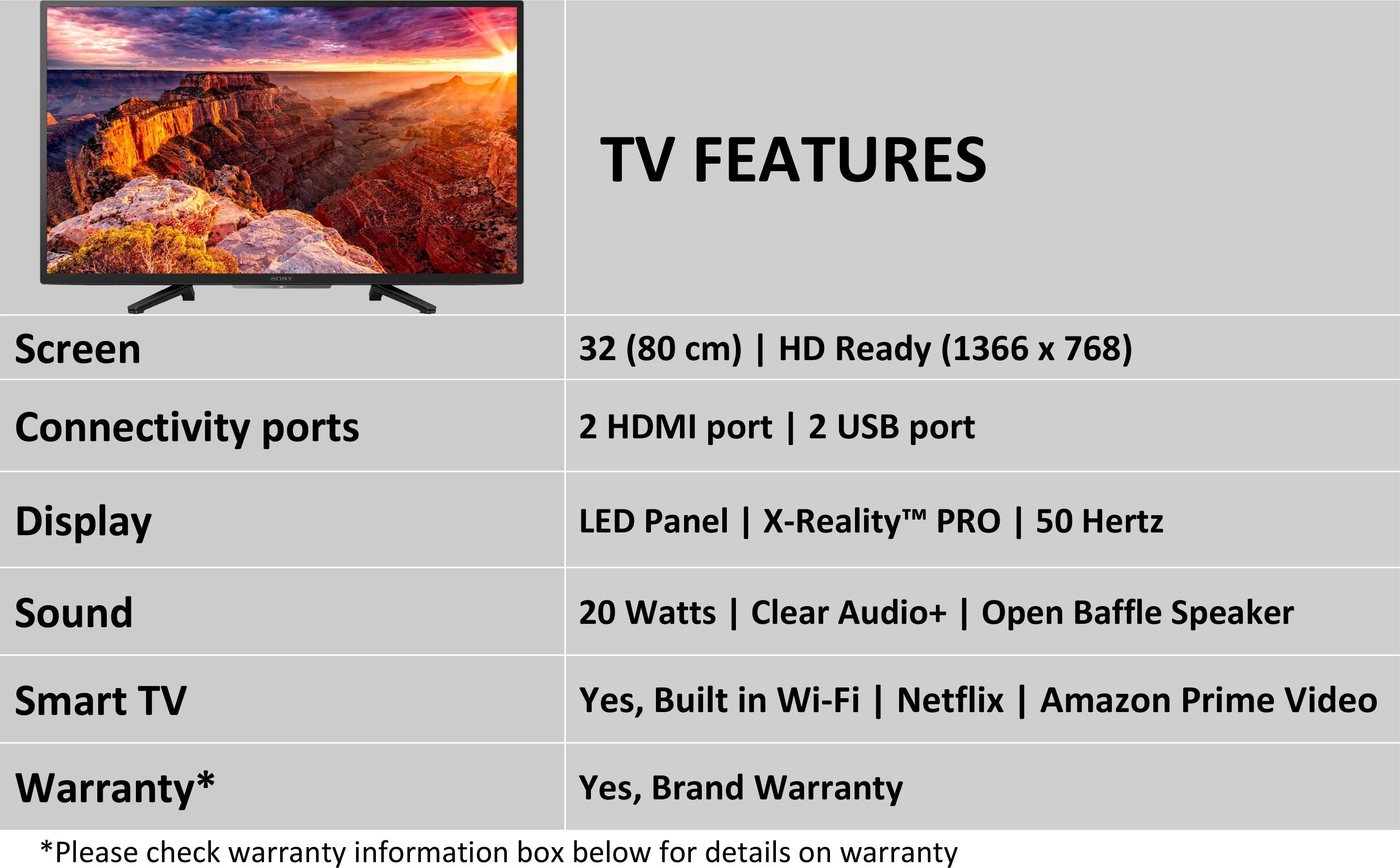 SONY  BRAVIA (32 inch) HD ReadyLED (KDL-32W6103)