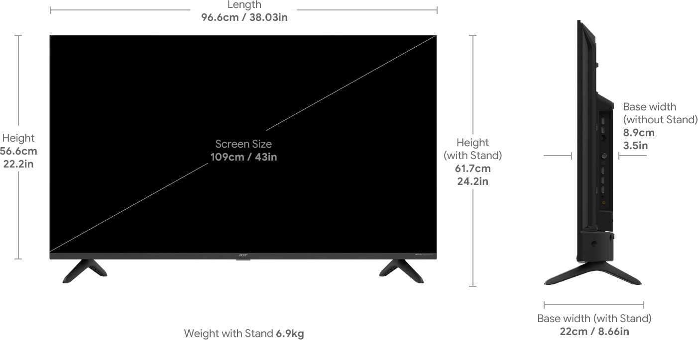 Acer  Advanced I Series (43 inch) Ultra HD (4K)LED (AR43GR2851UDFL)
