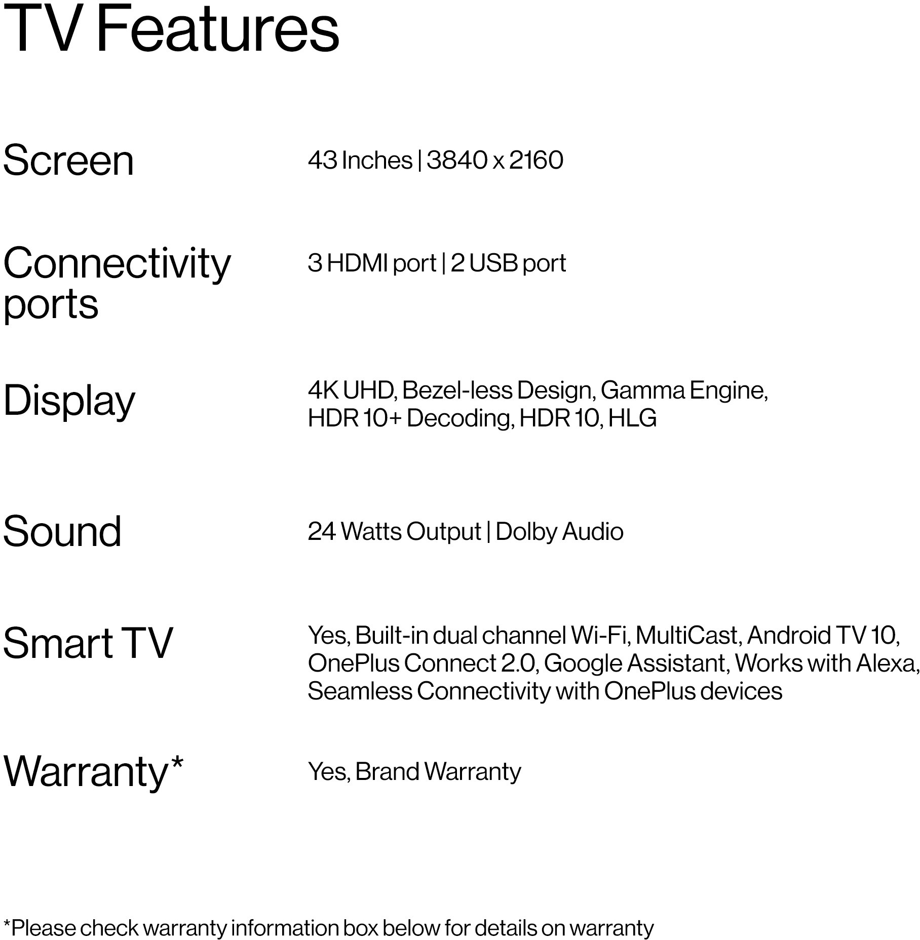OnePlus (43 inch) Ultra HD (4K) (43UD2A00) OnePlus (43 inch) Ultra HD (4K) (43UD2A00)