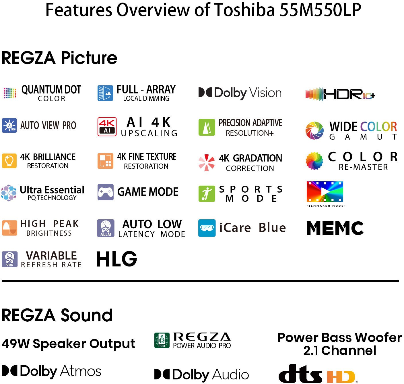 TOSHIBA M550LP Series (55 inch) Ultra HD (4K)A+ Grade Ultra Vivid Panel (55M550LP) TOSHIBA M550LP Series (55 inch) Ultra HD (4K)A+ Grade Ultra Vivid Panel (55M550LP)