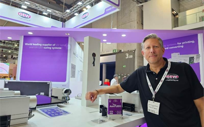GEW spotlights UV curing with ArcLED technology, enabling seamless switching between mercury and LED curing, highlighting energy efficiency and consistent performance across print runs