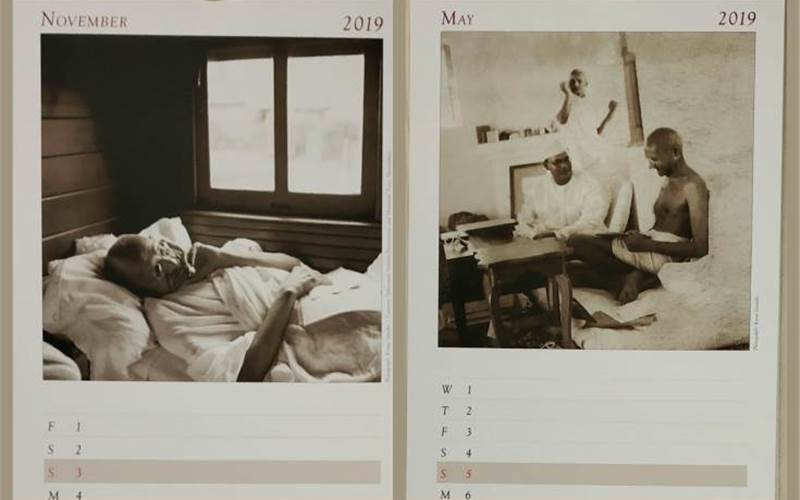 Anaswara calendar rare photos of Mahatma Gandhi