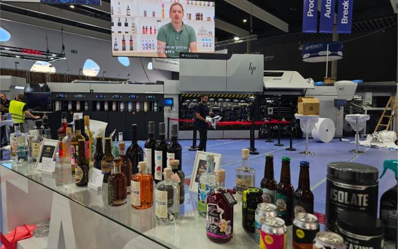 HP Indigo showcases the V12 for high-speed labels and packaging, alongside AI-driven PrintOS tools that automate workflows and enable mass customisation