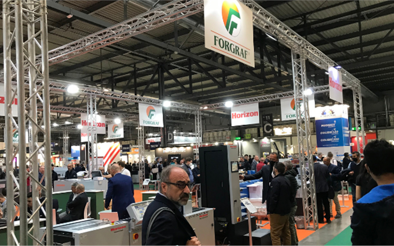 Forgraf stall displayed B & R Moll International Folder gluer machines