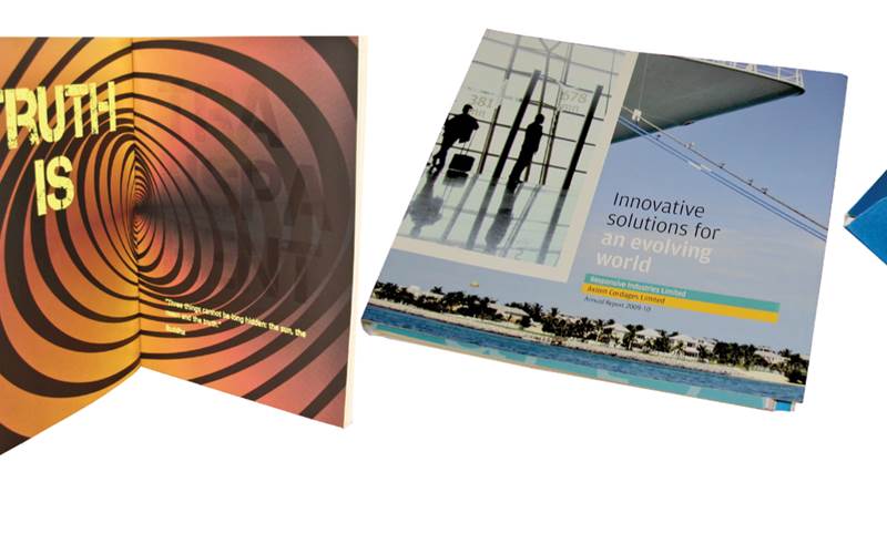 PrintWeek India Reports & Accounts Printer of the Year 2011 - Parksons Graphics. The print jobs were created using multiple processes like blind foiling, screen printing, gloss spot UV, thermography, multi-colour hot foil stamping and a combination of process colour and Pantone shade printing