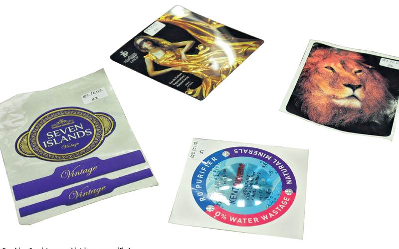 PrintWeek India Label Printer of the Year 2013 - Any Graphics. All the samples were printed on different substrates like metallised polyester (Kent Supreme and Seven Islands), a combination of clear and metalised film for Kholasaat and Vinyl was used in the production of the Red Lion job