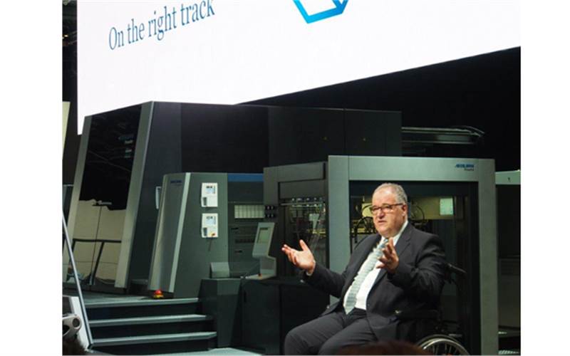 Heidelberg Prima - At Drupa 2016, Heidelberg showed a world premiere for industrial production of digital printing applications in 70x100cm format with the Primefire 106. The system is based on inkjet technology from Heidelberg’s development partner, Fujifilm