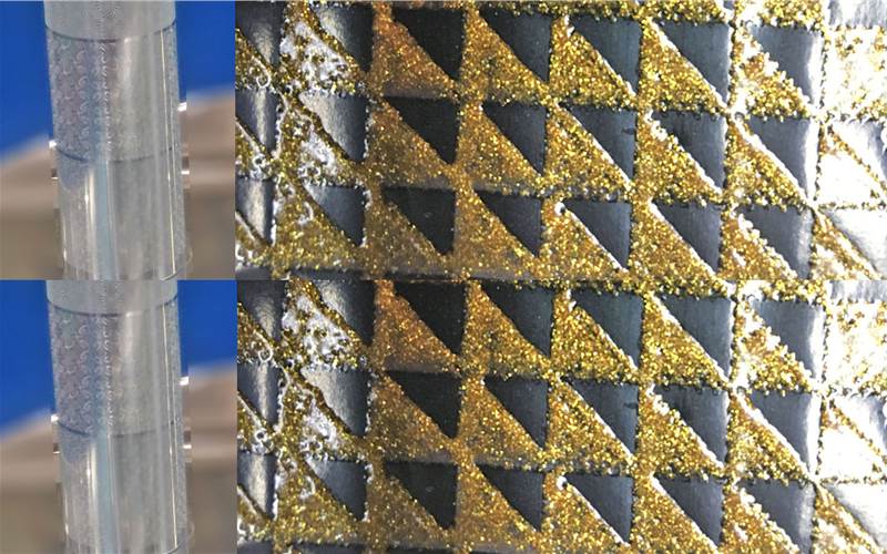 The real innovation here is the customisation of cell geometry of the rotogravure cylinder on Uflex’s direct laser engraving line
