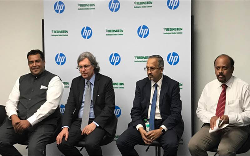 From l-r: A Appadurai, country manager, digital press and inkjet business solutions, GSB, HP India, Alon Bar-Shany, vice president and general manager of Indigo division, HP, Kasturirangan, whole-time director of Redington India, Ramesh Natarajan, president, Redington India