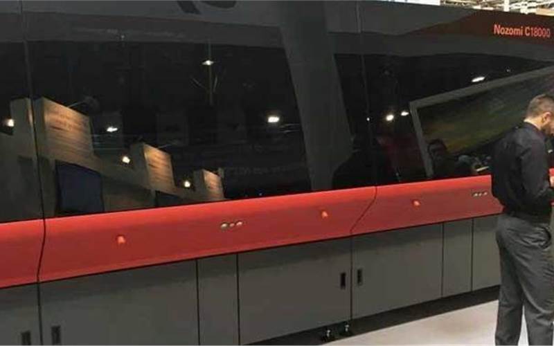 Electronics For Imaging (EFI) announced the new EFI Nozomi single-pass LED technology at Drupa 2016. The press is said to reach speeds up to 75 linear metres (246 linear feet) per minute