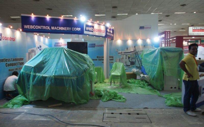 Many machines which will be exhibited at the show were kept under wraps. All set to fired up on Wednesday