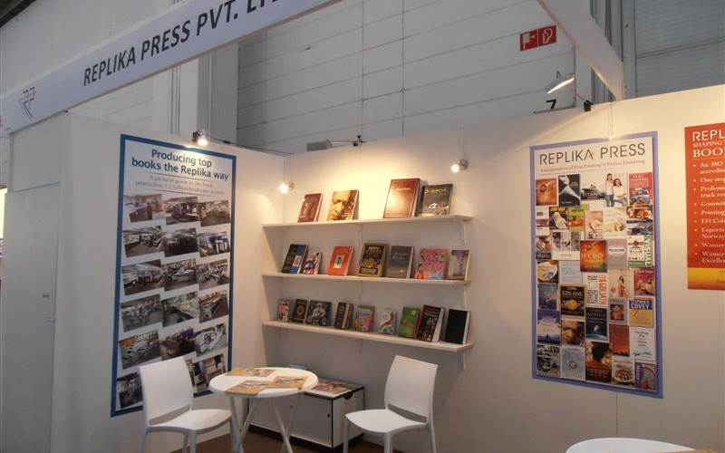Replika Press’ stand in the India pavilion. The stall of one of the finest book factories was manned by the second generation of the Seth family.