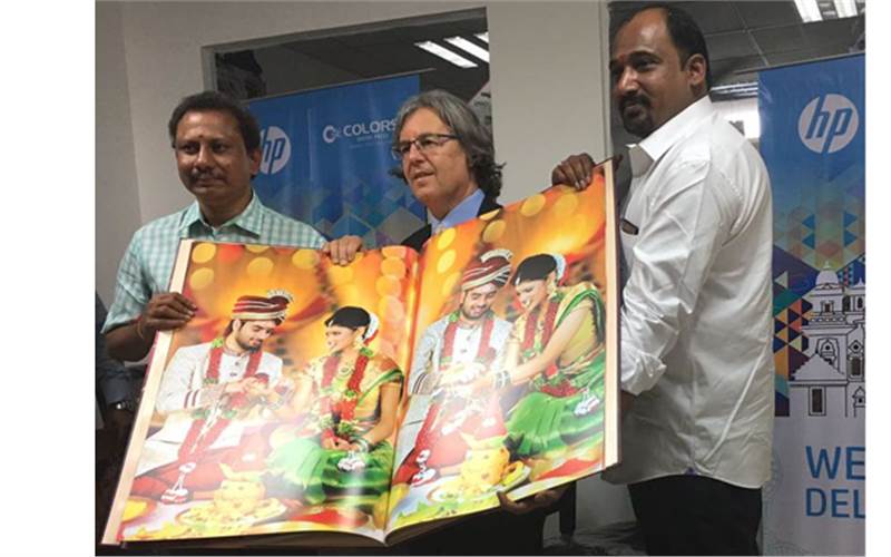 l-r: Chaitanya of Colors Digital, Alon Bar Shany, general manager, HP Indigo Division and Srinivas of Colors Digital