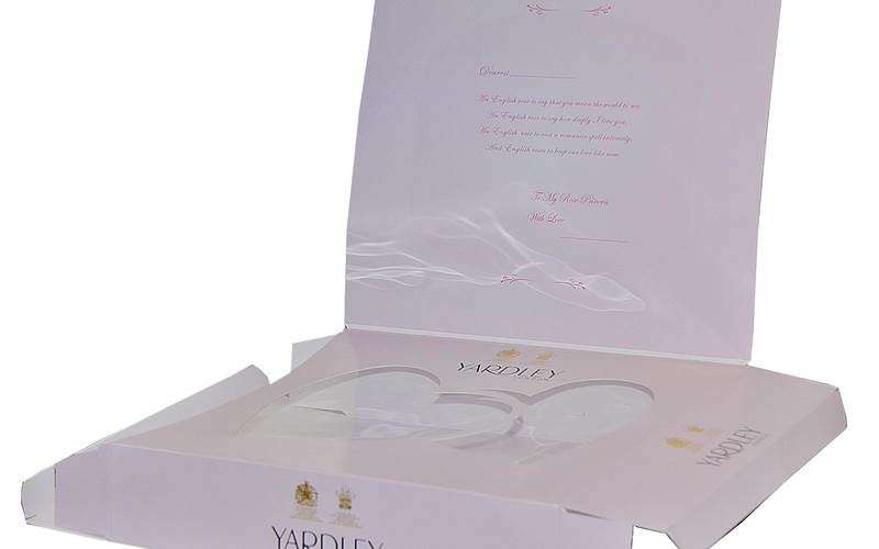 The sharp window patching of a heart shape seen on the Yardley Valentine gift set had the judges title Utility as “master of precision” in 2011