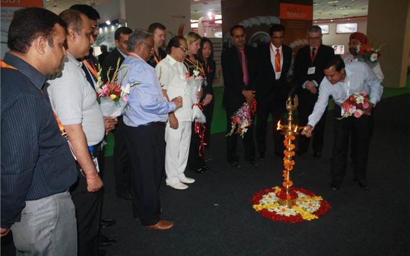 The lighting the lamp, prior to the show being announced open to the visitors. The show is being organised by UK-based Tarsus Exhibitions, and is on till 1 November