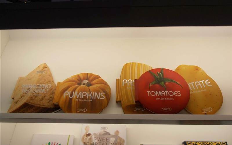 Frankfurt Book Fair is also a showcase for innovations of all kinds. Some innovative book formats by a cookbooks publisher, in the shape of vegetables and food items.