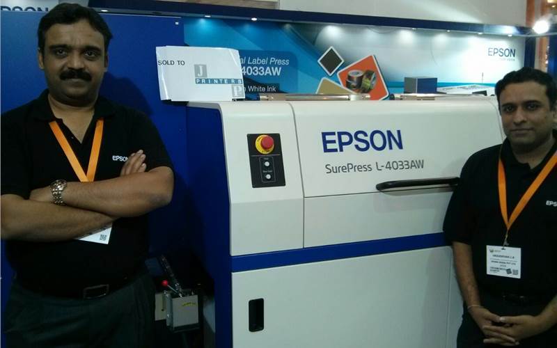 The Epson team with the Surepress which will be installed at the Mumbai print firm