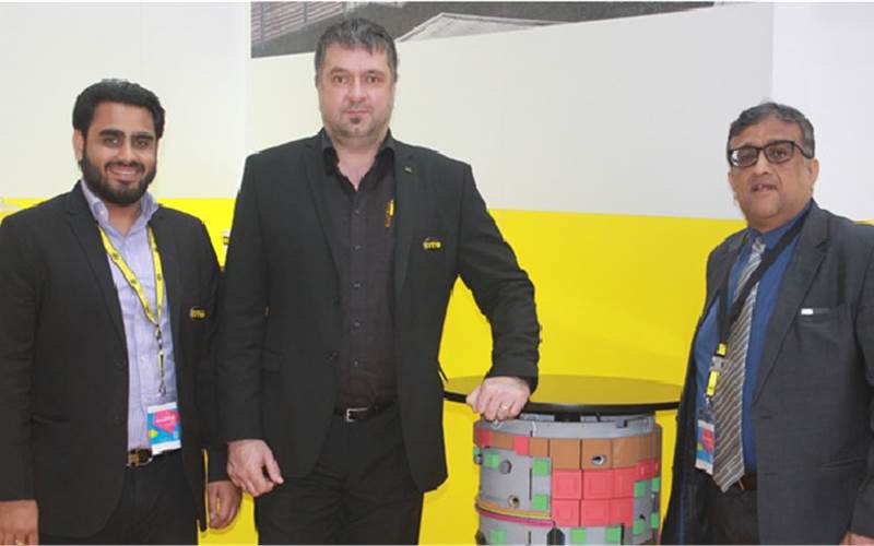 (l-r) Kunal Gandhi of CGS/AS Print Aids, Roman Kaschitz of Cito and Arun Gandhi of CGS/AS Print Aids. Cito Systems focused on its Drupa launches, including Automatic Cutter 3, Cito Cushion Crease, Cito Ultimate, Cito Laserinspektor and Cito EasyFix