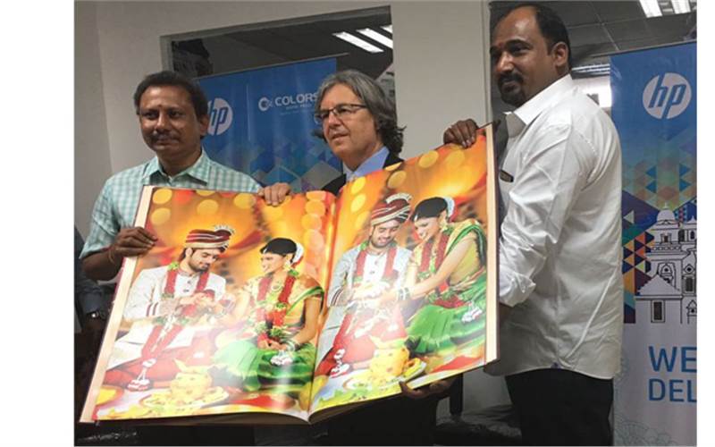 Chaitanya and Srinivas of Colors Digital sharing their views on the installation said that the new size capabilities will be a significant addition and believe the 14 X 40 wedding photo books and the 20 X 30 photo enlargement prints would revolutionise the industry. Bar-Shany along with Chaitanya and Srinivas showcase one of the new size photo albums