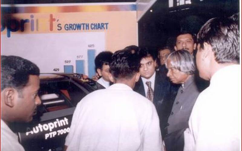 APJ Abdul Kalam, the then president of India visiting Autoprint’s stall at an exhibition held at New Delhi