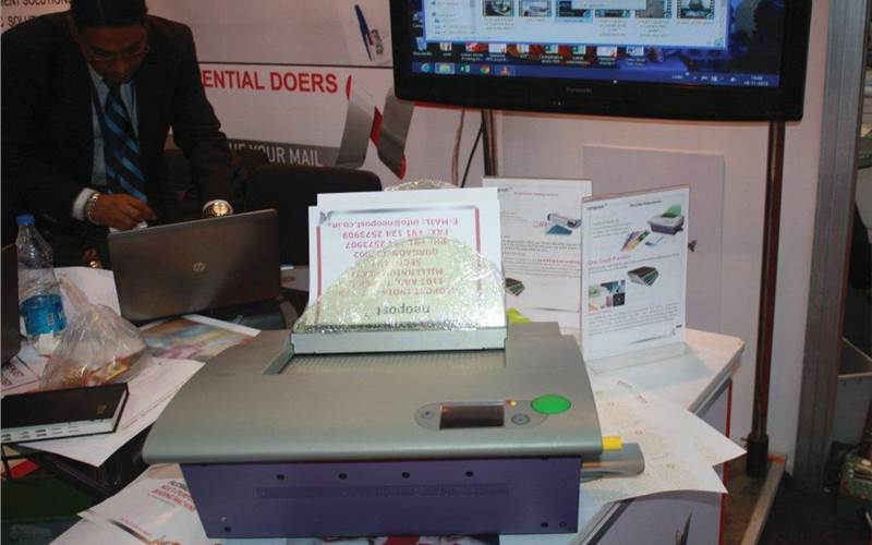 Powis Parker’s Fastback 20, a multi-purpose binding machine, was displayed at Neopost's stall. Launched at Pamex, the machine can bind books with the help of a specially customized strip, of medium to large quantities from 10 to 350 sheets within a span of 13-20 seconds.