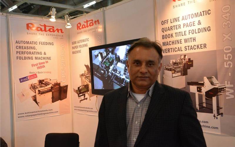While announcing the installation of Ratan CPF 2030 at Ahmedabad-based Ajay Offset, Manish Panchal, director of Kohima, the manufacturer of Ratan machinery, said that the 2030 is an online machine which can do creasing, folding and back to back bending of the type of paper material Ajay Offset uses. It was a catalogue show for Kohima where it highlighted slew of paper folding mahcines.