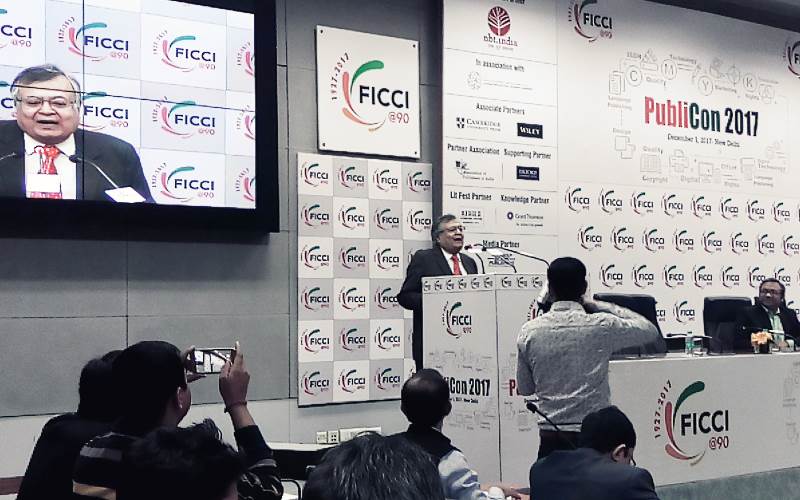 Popular author Surender Mohan Pathak during his keynote address