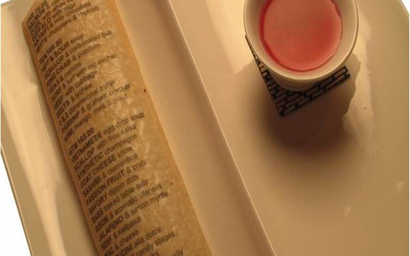 A chef, Homaro Cantu invented edible paper. The sausage in the picture is printed food, produced by using inkjet printer. Also, the paper where menu is printed is edible.