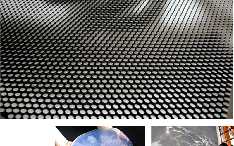With Qmass's Ombrae (shadow) system, an image is translated onto an array of optical tiles. Each optical tile is a beveled, cylindrical "pixel" with an angled surface that reflects a particular, precisely determined amount of light. This array of optical tiles literally sculpts the reflected light into an image.