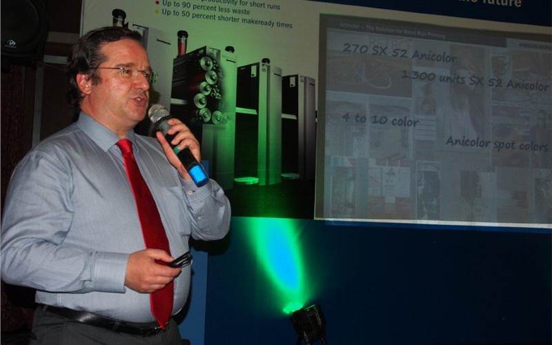 Explaining the technology, Udo Fiebiger, regional business manager, Heidelberg Asia Pacific, says, "The cylinders are all the same diameter meaning there are no ghosting issues on the printed sheet. The temperature of anilox roller is regulated in order to make any minor density changes."