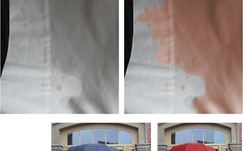 Litmuscreen(pH-sensitive exterior textile surface) This architectural and product design material is based on Lithumus paper, and changes colors (red or blue) regarding local air pollution conditions or during rains