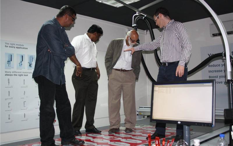 The "super sturdy" Zund digital cutting table which the company claims can significantly increase the throughput of corrugated and honeycomb boards, too