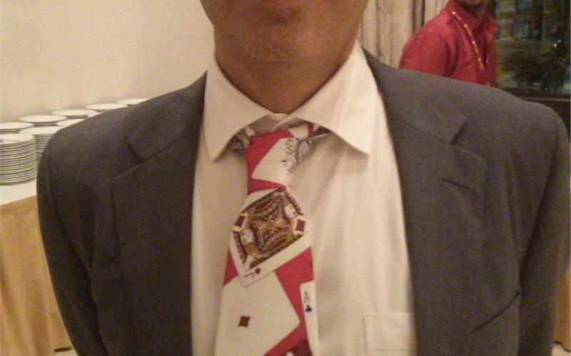Khushroo Patel of Jak with his customised Jak tie during the NAEP Awards Night