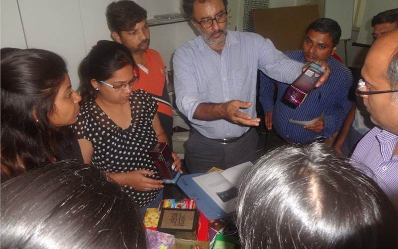 The workshop saw discussion on technical specifications like length run, substrates used and pre-press and post-press operations of the creative work produced in India.