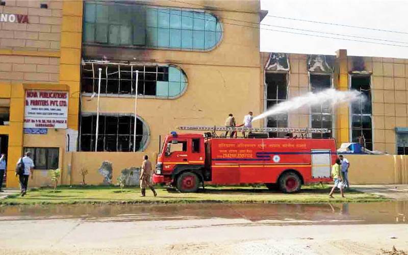 Firefighters at the site