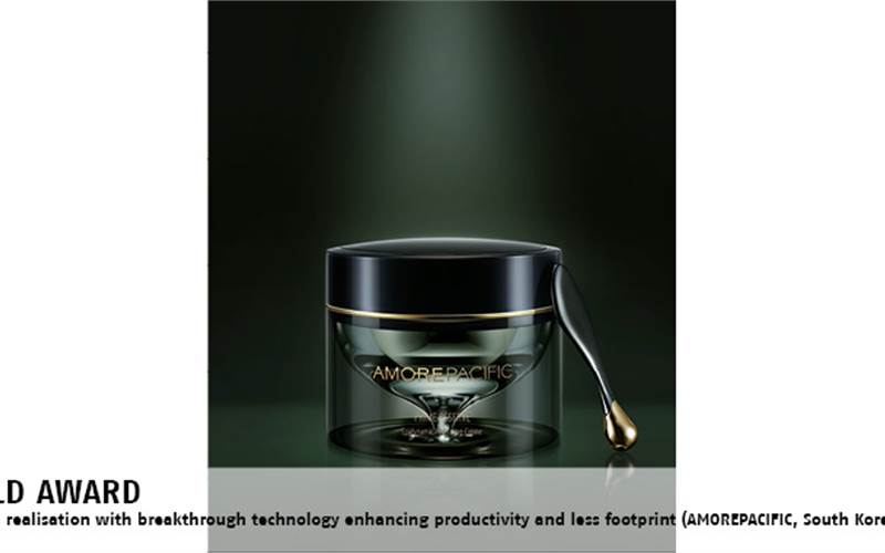 Amorepacific's Prime Reserve jar has won a Gold Award in the DuPont Awards for Packaging Innovation. Amorepacific designed the cream jar with the consumer experience in mind. The elegant design of the cream jar provides consumers the ultimate indulgence and is an attractive addition to the consumers’ personal care product display in the home. Made of ten different components, this molded “jar within a jar” conveys luxury with its remarkable feel and weight. Thanks to Amorepacific's technology, product manufacturers can decorate the outer jars while leaving the inner jar untouched and, if the formulation of the product is ever altered, the outer jar can still remain the same.  The previous package had the same water ripple effect but was made using the CNC shaving process. By using the new injection molding process, Amorepacific was able to achieve the same extraordinary effect with a 76% reduction in material waste. This package was a great success in molding advancement, consumer indulgence and sustainability, going well beyond what was expected to deliver a high level of premiumness and distinctiveness