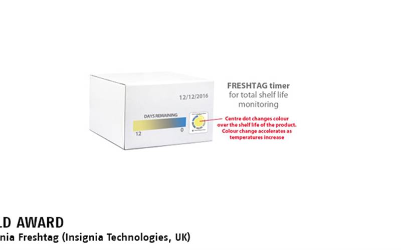 Insignia Technologies won a Gold Award in the 29th DuPont Awards for Packaging Innovation for their Insignia Freshtag. This dynamic shelf-life indicator tag is designed to change color over a pre-set number of days at a prescribed temperature. It also changes color faster when the temperature increases. This gives consumers a more realistic view of the actual life of the product based on the different conditions to which it has been subjected.  Insignia took a complex and confusing component of packaging and turned it into an overly intuitive food waste reduction tool. The Insignia Freshtag takes the confusion out of sell-by and fresh-by dates, dramatically upgrading the consumer experience. It demonstrates a clever use of materials by allowing consumers to dial into the life cycle of the product, helping to take the confusion out of the "sell by" and "eat by” dates. The Insignia Freshtag can play a significant role in helping people reduce food waste as well as potentially allowing manufacturers to extend shelf life