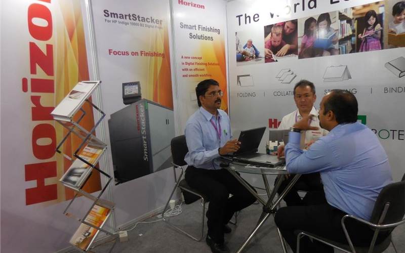 Coimbatore-based Proteck Machinery, distributor of post-press machines from Horizon, highlighted the RD 405 a rotary die-cutter and Smart Finishing Solution which has folding, stitching, binding and sheet processing system, to cater to the e-commerce and digital segments respectively