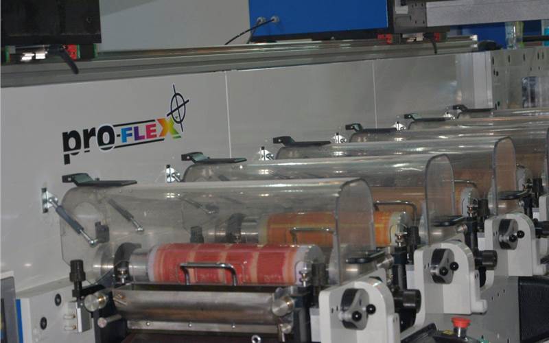 Monotech (A-5) has a six-colour all-UV servo model Focus Proflex Se, which was launched at Labelexpo Europe in 2015. The new ‘Se’ open architecture print platform allows faster changeover and set up of jobs with easy access for the operator to monitor all key elements such as ink levels, impression pressures, register and drying systems