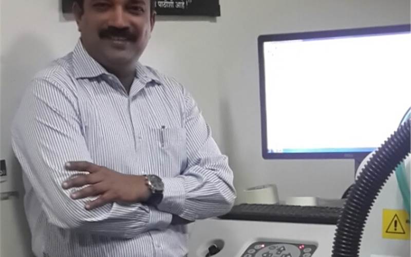 Mahesh Parkar, MD of Parkar Communications with the Kongsberg
XN table at Parkar’s plant in Andheri East