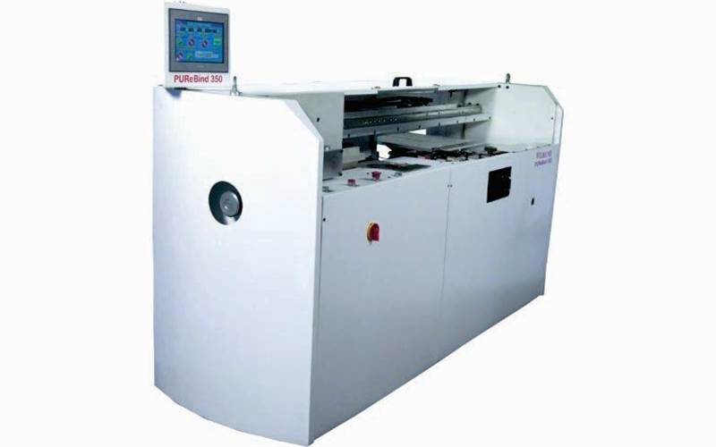 Welbound Worldwide PUR e-Bind series is a single-clamp perfect binder with automatic set-ups provided with the support of Omron from Japan and is available in three versions – a standard version; a vertical stacker version; and the top of the line Ultra CF with automatic cover feeding and inline creasing plus stacking. There have been 32 installations of various models till December 2013 of which 21 were in 2013.