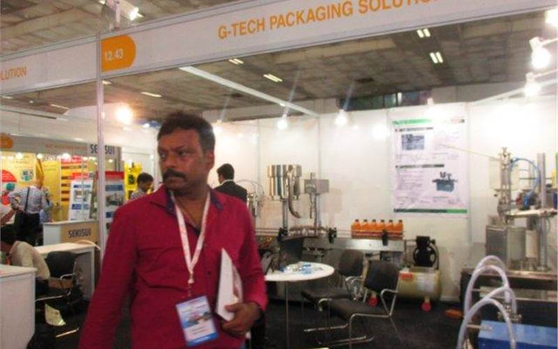 Naroda, Gujarat-based G-Tech Packaging is a manufacturer of volumetric bottle filling machine, capping machine, induction sealing machine, labeling machine, among others. On display were monoblock bottle filling and capping machine, table-top load call based filling machine and capping machine