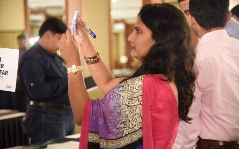 Sheetal Dandekar, senior product manager at Lupin Pharma taking a close look at a label