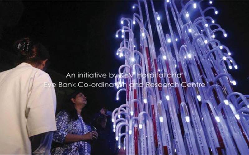 Fountain of Sight OOH campaign by J. Walter Thompson  |  This installation was made using walking sticks of people who have secured eye donation, because there are still many waiting in darkness.