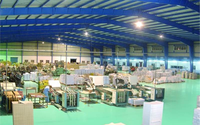 There are two things to note about the plant. One, it’s busy. There is none of the doom and gloom that pervades the rest of the print industry. Two, the size and scale is impressive, with books, diaries and cards in deadline-mode