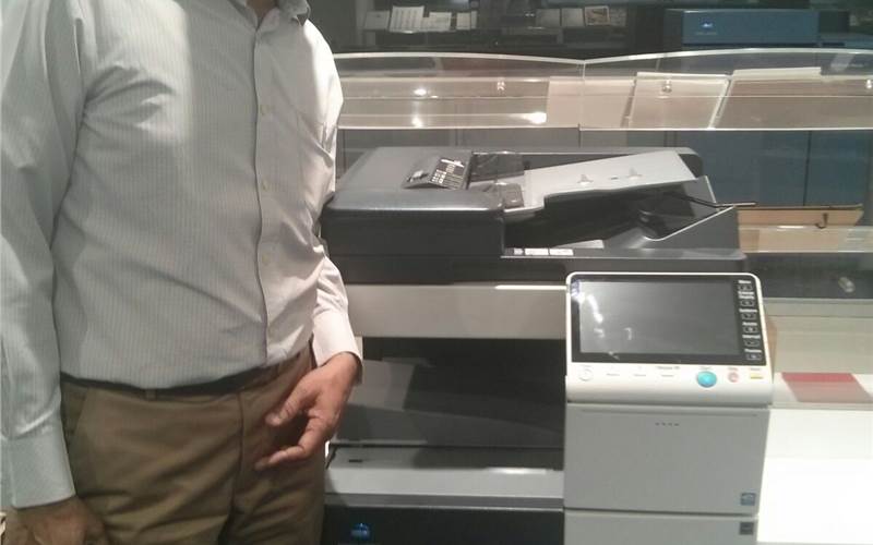 V Balakrishnan at the Konica Minolta showroom in Gurgaon with a fresh launch