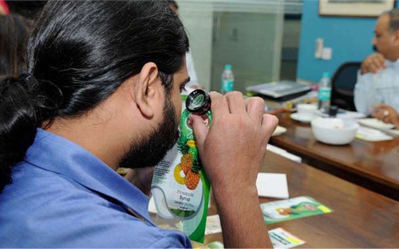 A jury member judging a sample