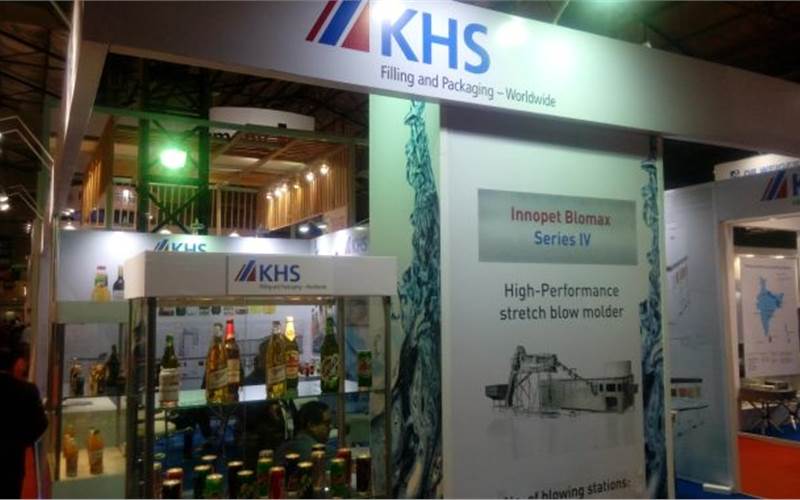 KHS offered Innopet Blomax series IV machine, which has a high performance stretch blow moulder and with a production capacity of 8,800 to 72,000 bottles/hr